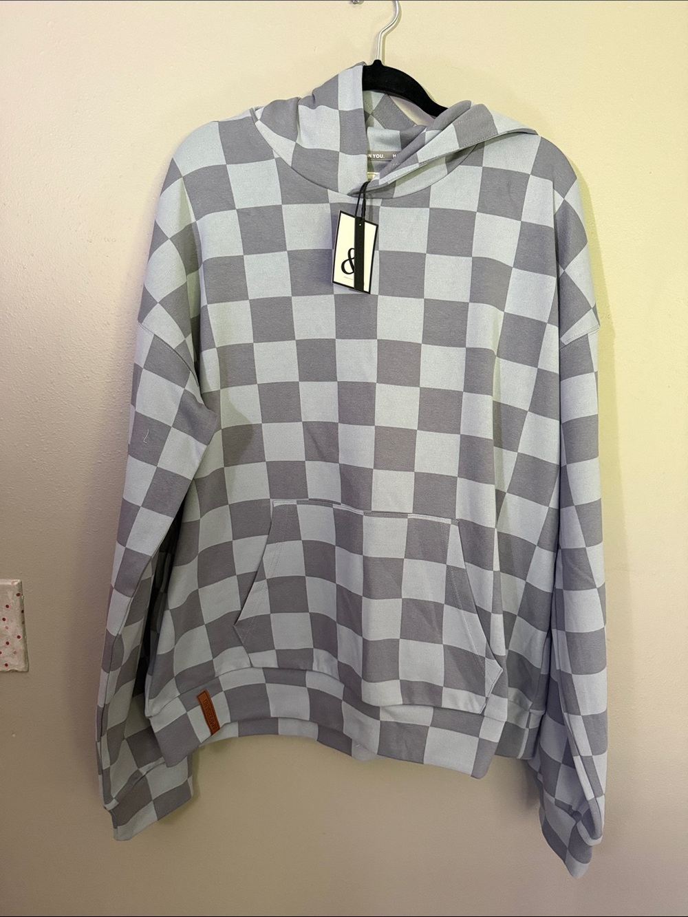 AMPERSAND AVE Light Gray Checker Hoodie